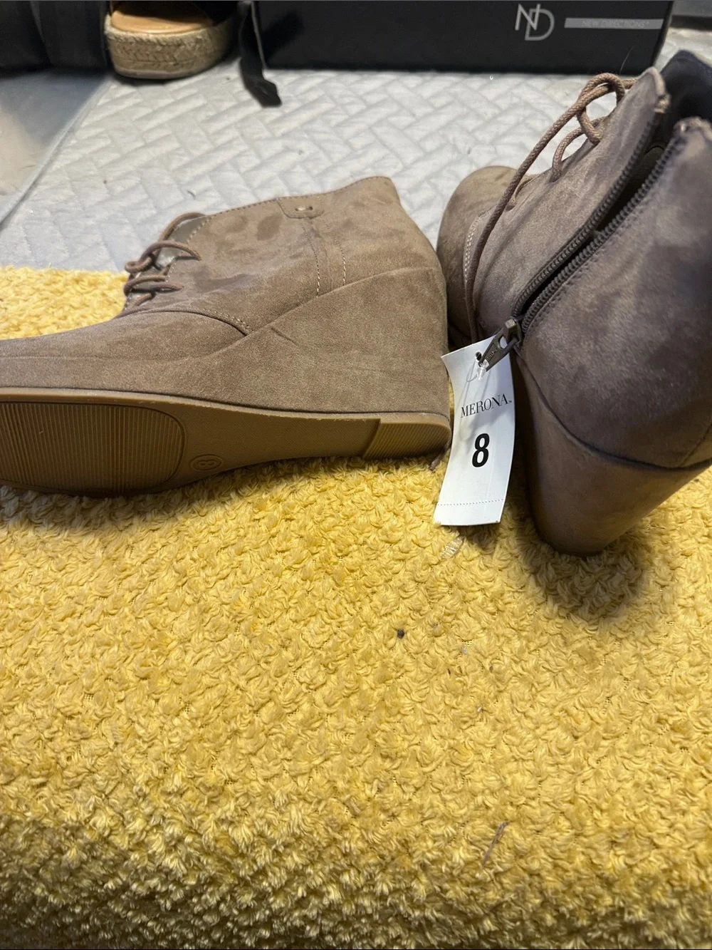 Merona Taupe Suede Wedge Ankle Boots